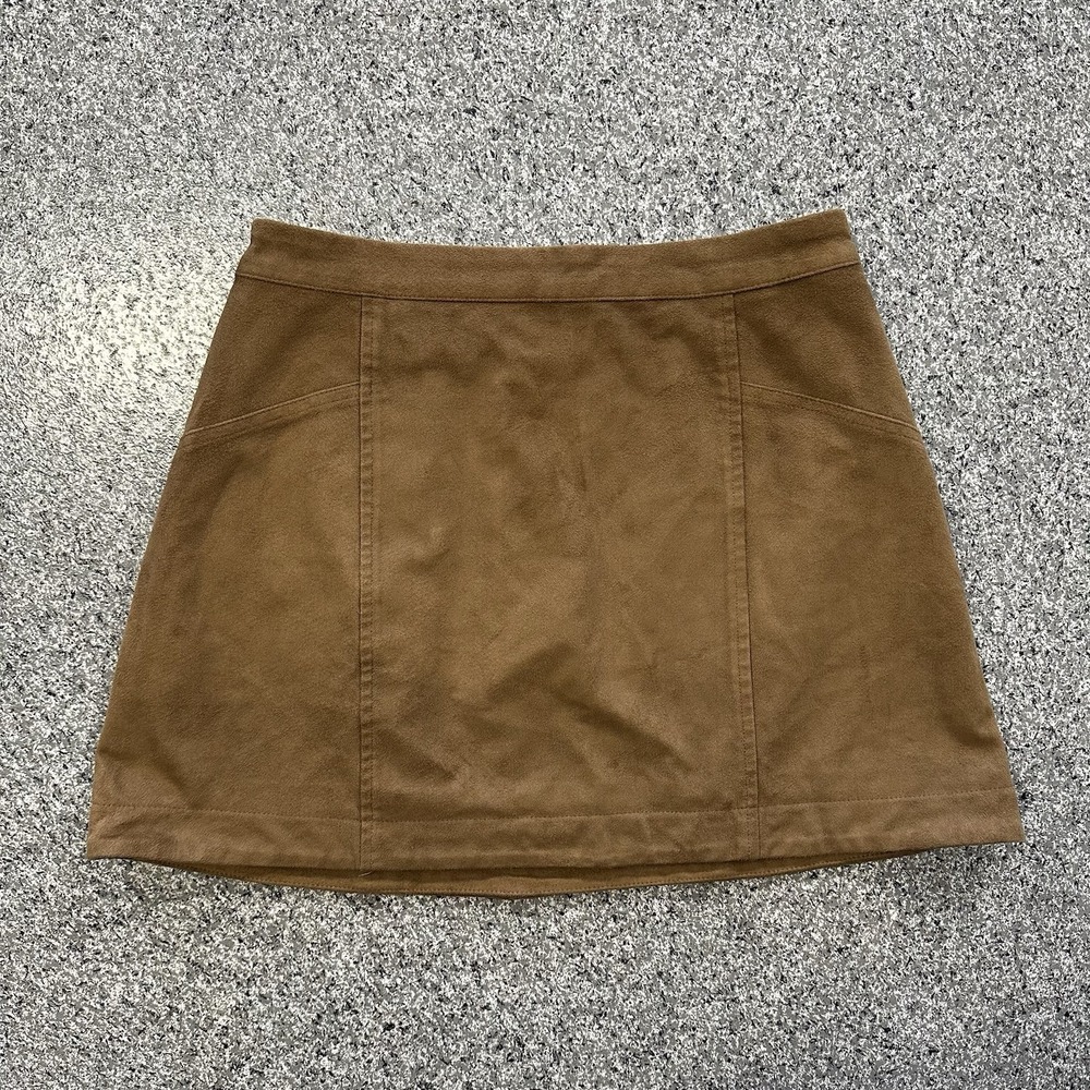 Abercrombie & Fitch Faux Suede Mini Skirt Womens 0 Brown Side Zip Lined 26x14